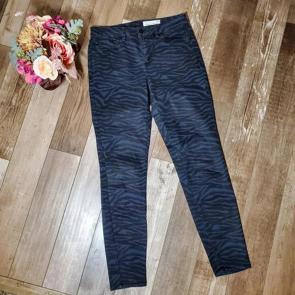 Vince Camuto Zebra Print Skinny Jeans Blue and Black Size 28/6
